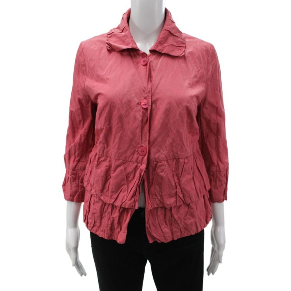 Elliott Lauren Women Pink Basic Jacket 3/4 Sleeve Button Size 4